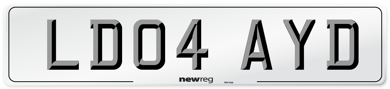 LD04 AYD Number Plate from New Reg